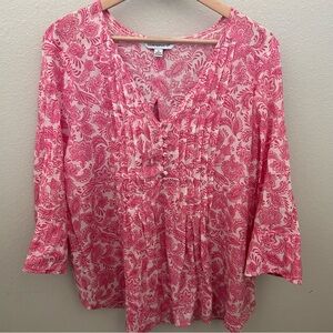 Counterparts Floral Flowy Peasant Blouse Top XL